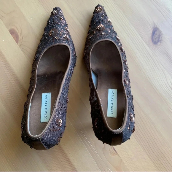 Lord & Taylor Embellished Mesh Pointed Toe Heels Leather - Picture 2 of 10